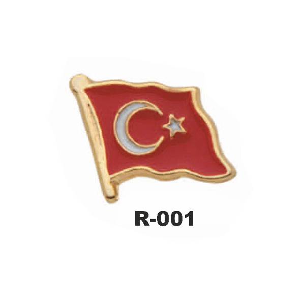 R-001 Türk Bayrağı Döküm Yaka Rozeti